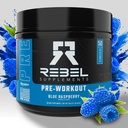 Rebel Supplements TM Blå Razz Lastet Før Trening ® Ekstreme Pumper, Laser Focus, Insane Energi ® 7000mg L-Citrullin, 4000mg Beta Alanin, 1500mg Nitrosigin®, 350mg Koffein ® 50 serveringer