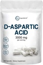Mikroingredienser D-Aspartic Acid 3.000mg Per Serving, 300 kapsler ren DAA for energi, testosteron og ytelsesstøtte | Ikke-GMO, Glutenfri, soyafri