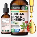 BIO KRAUTER Panax Ginseng Ekstrakt væske - koreansk rød Ginseng Supplement alkohol gratis - Immunstøtte - Vegan, Sukkerfri - 2 Fl.Oz.
