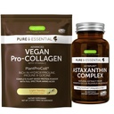 Vegan Vanilla Collagen Protein pulver + Astaxanthin kompleks Vegan Bundle, kollagen Boosting Formula + Naturlig 4 mg H. Pluvialis Astaxanthin for hår, hud og negler, av Igennus
