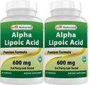 Best Naturals Alpha Lipoic Acid 600 mg 60 Kapsler - ALA Kraftig antioksidant (60 greve (pakke med 2))