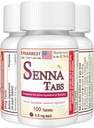 Senna-tabletter 100 Ct. | Naturlig grønnsak Laxativ [Made i USA] | Laxativer for galaktose, Colon Cleanser, Detox Cleanse, lindring for voksne barn 8,6 mg, Stool Softener Plus (1 flaske)