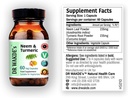 DR WAKDEs Neem & Turmeric Capsules | 60 Veg Caps | Ayurvedic Supplement | Vegansk | 100% Herbal | Antall Rabatter | Same dag Dispatch