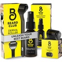Beard Club Premium Derma Roller & Biotin Beard Vekst Vitamin Spray - Microneedle Roller for menn og kvinner med 540 Titanium Microneedles - Beard Roller & Beard Olje for ansikt, kropp og Scalp