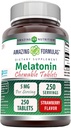 Amazing Formler Melatonin Chewable Supplement | 5 Mg Per Serving | 250 Tabletter | Ikke-GMO | Glutenfri | Laget i USA (Strawberry Flavor)
