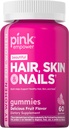 PINK Håret Nagler Gummies | 60 greve | Plus kollagen & Biotin | Ikke-GMO & Glutenfri vitaminer for kvinner | Strawberry Flavor