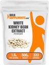 BulkSupplements.com Hvit Nyrebønne ekstrakt pulver - Hvit Nyrebønne pulver - Herbal Supplement - Glutenfri, 1,5g per servering, 500g (1,1 lbs) (Pack of 1)