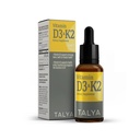 TALYA Vitamin D3 & K2  Liquid Flytende vitamin D3 med K2 Drops | 1000 IU | Immunstøtte - Hjelper støtte sterke bein & sunn hjerte | Ikke-GMO | Vegansk | 60 Services, 0.34 fl.oz