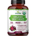 Zazzee USDA Organic Beet Root 8000 mg Styrke 20:1 Ekstrakt, 120 Vegan Quick Release Capsules, Black Pepper Extract for forbedret absorpsjon, støtter nitrogenoksid produksjon, ikke-GMO, laget i USA