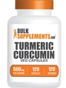 BulkSupplements.com Turmeric 500mg Extract Capsules - Curcumin Supplements, Turmeric Curcumin - Glutenfri,120 Veg Kapsler (pakke med 1)