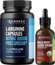 HAVASU NUTRITION Organic Maca Root flytende dråper (60 Serveringer) & L Arginine L Citrulline Supplement (30 Serveringer)