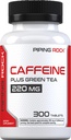 Piping Rock Koffein piller 220 mg | 300 tabletter | Supplement med grønn te ekstrakt | Vegetarisk, ikke-GMO, Glutenfri