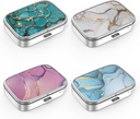 Pill boks 2 sammenliknelse medisin pille tilfelle, bærbar for lomme eller purse pille boks dekorative metall medisin Vitaminorganisator unik gave(4PCS)