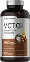 Horbäach MCT Oljepiller | 3600 mg | 300 Softgel Kapsler | Keto Supplement fra kokos | med Caprylic & Capric Acid | Ikke-GMO, og Glutenfri