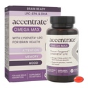 Omega Max w/LYSOVETA LPC EPA & DHA Supplements for hjernen og Retina Helse | Fokus, oppmerksomhet, minne, humør og visjon | 6X høyere absorpsjon enn fiskeolje | høy potens Omega-3 LPC-DHA