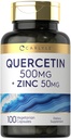 Carlyle Quercetin 500mg kapsler med 50mg sink | 100 greve | Ikke-GMO og glutenfri kosttilskudd