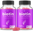 NutraChamps (2 Pakke) Biotin Gummies 10 000mcg [høy potens] for sunnt hår, hud og negler for voksne og barn - 5000mcg i hvert gummy vitamin - Vegansk, ikke-GMO, Pektin-basert hår helse supplement