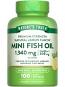 Naturens sannhet Mini Fish Oil Omega 3 | 1340 mg | 100 Softgels | Burpless Lemon Flavor | Ikke-GMO & Glutenfri Supplement