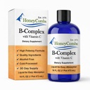 HoneyCombs Vitamin B Complex Drops - Flytende kosttilskudd med vitamin B1, B2, B3, B5, B6, B7, B9, B12 og vitamin C - Super B kompleks vitaminer - alkoholfri flytende vitamin Supplement, 16 Fl Oz.