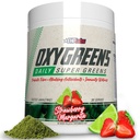 EHP Labs OxyGreens Super Greens pulver - Spirulina & Chlorella Superfood, Grønn Juice pulver & Grønn Kosttilskudd med Prebiotiske Fiber, Antioksidanter og immunitetsstøtte, 30 Serverer (Strawb. Margarita)