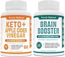 Purely Optimal Premium Keto piller + Apple Cider Vinegar kapsler med mor + Premium Brain Supplement - Nootropic Brain Booster for fokus, klarhet, forbedret minne, konsentrasjon og bedre humør