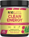 Ren energi - Før trening pulver for menn og kvinner med BCAA Aminosyrer, energi drikke pulver, Amino syre energi pulver for energi og fokus - 40 serveringer (12,7 oz, bringebær iced te)