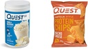 Quest Vanilla Milkshake Protein pulver, 24g Protein, 1.6lb + Quest Nacho Cheese Tortilla Style Protein Chips, 18g Protein, Pakke med 12