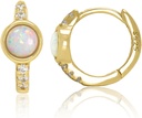 14K Gullbelagt 925 Sterling sølv opprettet hvit opal Huggie Hoop øredobber