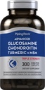 Piping Rock Glukosamine Chondroitin MSM Turmeric | 300 Caplets | Supplement for kvinner og menn | Avansert trippel styrke kompleks | Ikke-GMO & Glutenfri