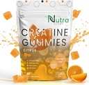 Kreatin Monohydrat Gummier - 5g tyggemiddel gummi for menn og kvinner - Øk styrke, muskelbygger - Øk energi og fokus - Lav kalori, Vegan & Glutenfri | 90 teller Citrus