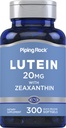 Piping Rock Lutein og Zeaxanthin Supplement | 20 mg | 300 Softgels | Øyevitamin fra Marigold Extract | Ikke-GMO, Glutenfri
