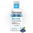 Genexa Clean Cold & Fluelief, Dye Free, 0% Kunstige Additiver, Alvorlig Daytime Medisin for Kroppssmerter, Kjøtt, Kulde og influensa, Hodepine, Feber, Brystkongestiv, Organic Blueberry Flavor, 6 fl oz