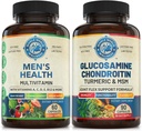 Mens daglige multivitaminer og avansert felles støtte bundle (en flaske hver). Kollektivt støtter Holistisk velvære, økt energi og felles helse. USA laget.