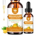 Magnesium Glycinate flytende dråper med Citrat & Taurate - Kognisjon, muskel og fokus, flytende magnesiumkompleks Supplement med vitamin D3, GABA, L-theanin, Pineapple Flavor - 1 Fl Oz (2 pakke)