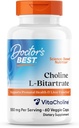 Doktorens beste Choline L-Bitartrat (VitaCholine), støtter prenatal helse og leverfunksjon, ikke-GMO, Glutenfri, Soya Gratis, Vegan 60 Vegetar Caps