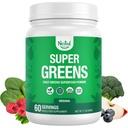 Nestet Naturals Super Greens Daglig Superfood Powder - Certified USDA Organic Green Powder w/20+ Hele matvarer, Spirulina Powder, Hvete og Barley Grass - Probiotika, Fiber & Enzymer - Original Flavor, 60