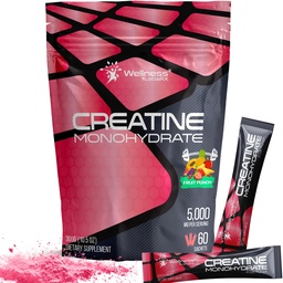 WELLNESS LABSRX Kreatin Monohydrat pulver - 5000 mg, Fruit Punch Flavor - 60 Sachets - 300g