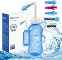 MAO EVER Neti Pot Sinus rengjøring Nasal Vaske 300ML Neti-Pot med 30 Nasal Vaske salt pakker og klistremerke Termometer Nese Cleaner Vaske Flaske Cleaner Pressure Irrigation for voksen og barn BPA gratis (Blue)