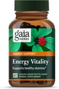 Gaia Urter Energivitalitet - Energistøtte Supplement for å opprettholde sunn energi og stress nivåer - med Ginkgo, Ginseng, Grønn Te og Nettle* - 60 Vegan flytende fyto-kapsler (20-dagers forsyning)