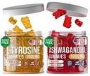 L-tyrosin Gummies + Ashwagandha Gummies - L-tyrosin Supplement og Ashwagandha Supplements Bundle - Ashwaganda, L-tyrosin for barn og voksne - 60 Ashwa Gummies, 60 L-tyrosin Focus Gummies