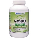 Wonder Laboratories EZ Omega-3 Atlantic Menhaden Fish Oil Supplement 2000 mg, Burpless, laget i USA, perfekt balanse av EPA+ DHA + DPA 180 Softgels