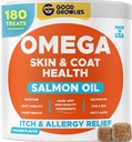 Omega 3 Alaskan Fish Oil Treats for Hunde (180 Ct) - Tørr og kløende hud + Allergi - Shiny Coats - EPA & DHA Fettsyrer - naturlig lakseolje Chews - kylling Tyrkia
