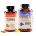NatureWise Curcumin Turmeric 2250mg & Flaksfrøolje 1200mg Omega 3 6 9 Softgels for felles, hjerte og immun støtte [1 & 2 måneders forsyning]