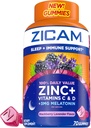 Zicam søvn + immunstøtte. Sink, Gummy Supplement, BlackBerry Lavender Flavor, Vitamin C og vitamin D, 3 mg Melatonin per servering, 70 count