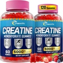 Kreatin Monohydrat Gummier for menn og kvinner Pre Workout Gummier med Taurin, Vitamin B6 & B12 Kreatin Monohydrat Chewable for økt styrke, energi, utholdenhet, muskel, organisk (2 pakker)