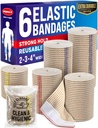 High-Performance Elastic Bandage Wrap - 6 pakke (2x2in, 2x3in, 2x4in) - Selvstendig sterk komprimering Bandage Wrap for føtter, ankler, wrists og knees