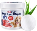 Hunde Øye Tørker,Dog Tear Stain Remover for hunder og katter, 120pcs Fjerne Øyeutladelse, Kokosolje Cat Eye Tørker, Tear Stain Tørker for hunder forhindrer øyeinfeksjoner, naturlige ingredienser