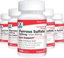 Kvalitetsvalg Iron 65 mg (325 mg Ferrous Sulfate) høy styrke jern støtte kosttilskudd tabletter i 100 telle flasker (5 pakke)