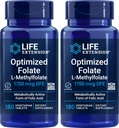 Livsforlengelse Optimert Folat (L-Metylfolat) 1700 mg DFE, 180 Veg Tabletter (pakke med 2)
