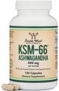 Double Wood Supplements Ashwagandha KSM 66 Organic og klinisk studert ekstrakt (600 mg per servering, 120 kapsler, 60 serveringer) Adaptogen Cortisol Manager for kvinner og menn